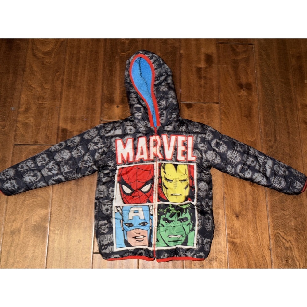 Marvel Avengers Spider-Man‎ Superhero Reversible Jacket Fleece Hooded Size 3T